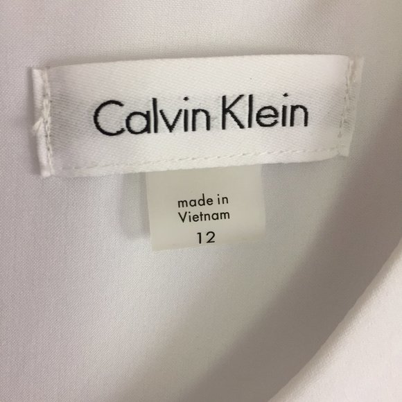 Calvin Klein Size 12 White Fit & Flare Dress - Picture 7 of 9